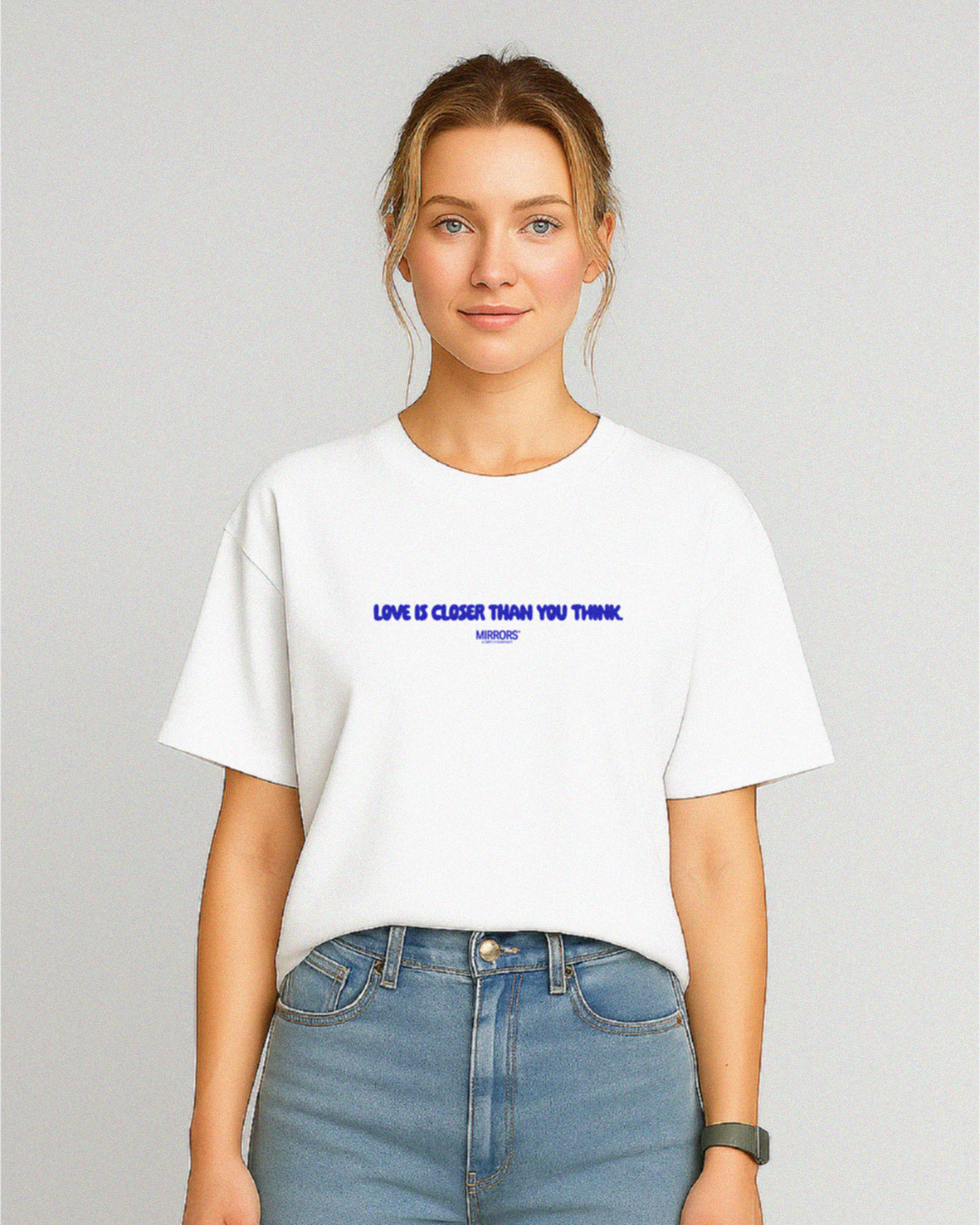 Closer Than You Think White Loose Fit Tee – Mirrors®