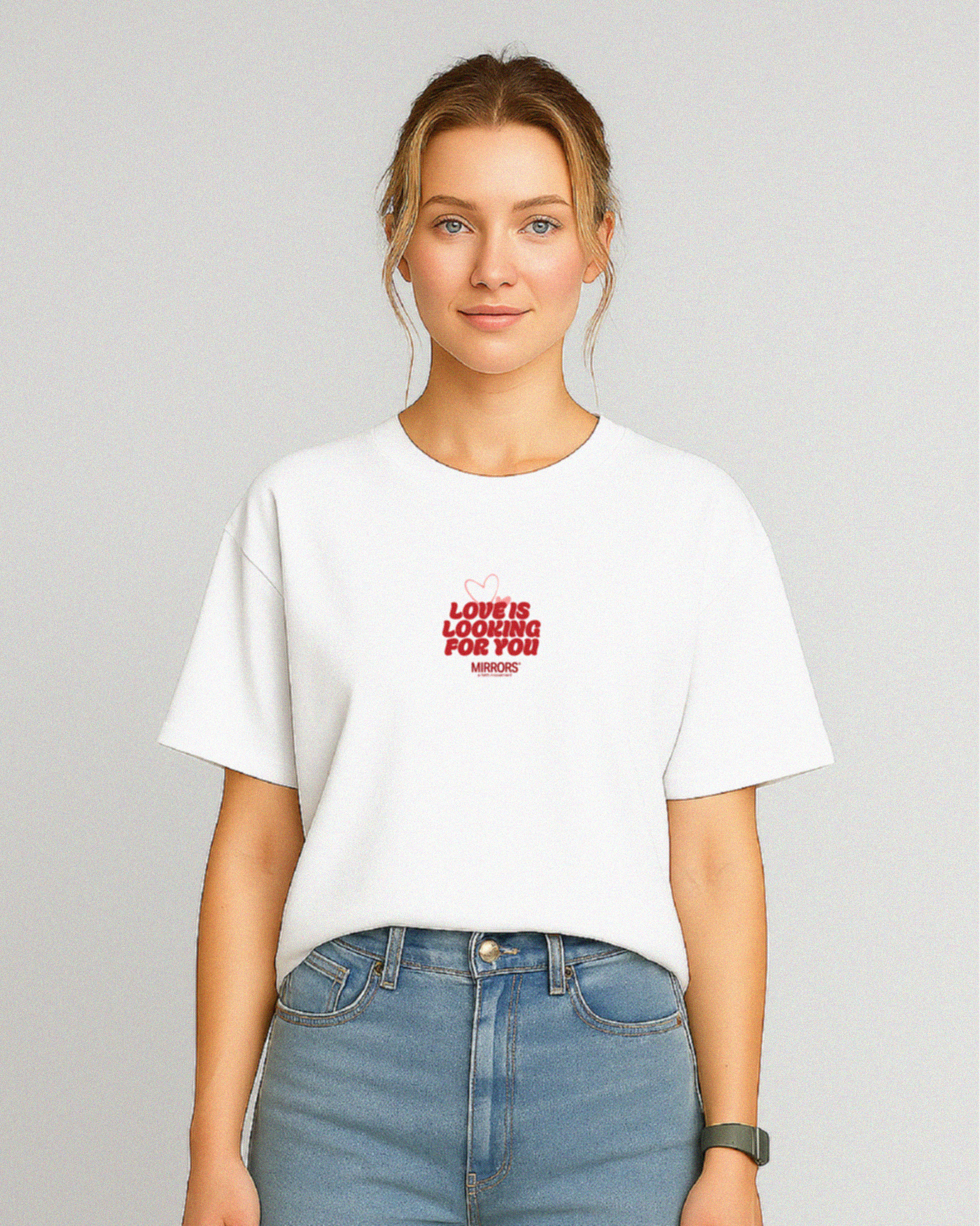 Love is Looking For You White Loose Fit Tee – Mirrors®