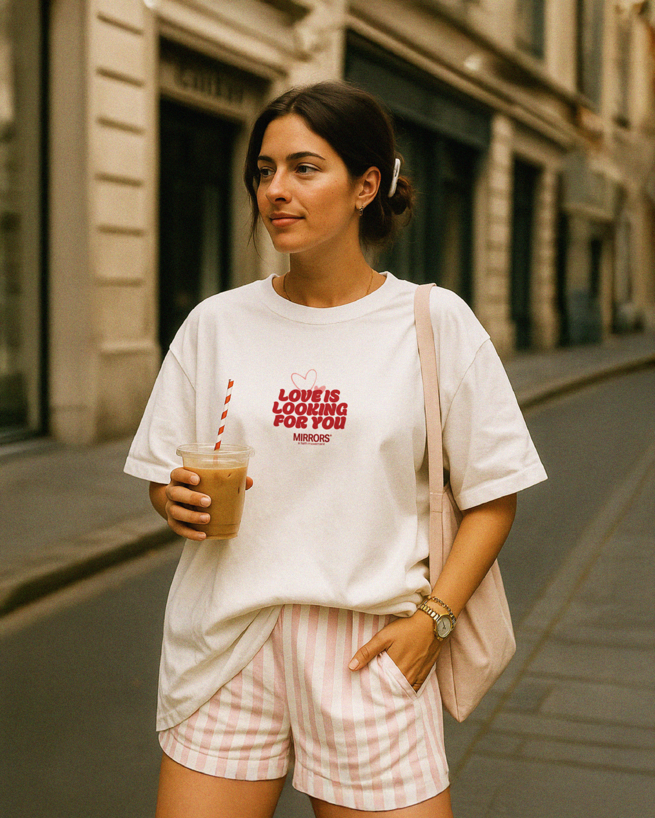 Love is Looking For You White Loose Fit Tee – Mirrors®