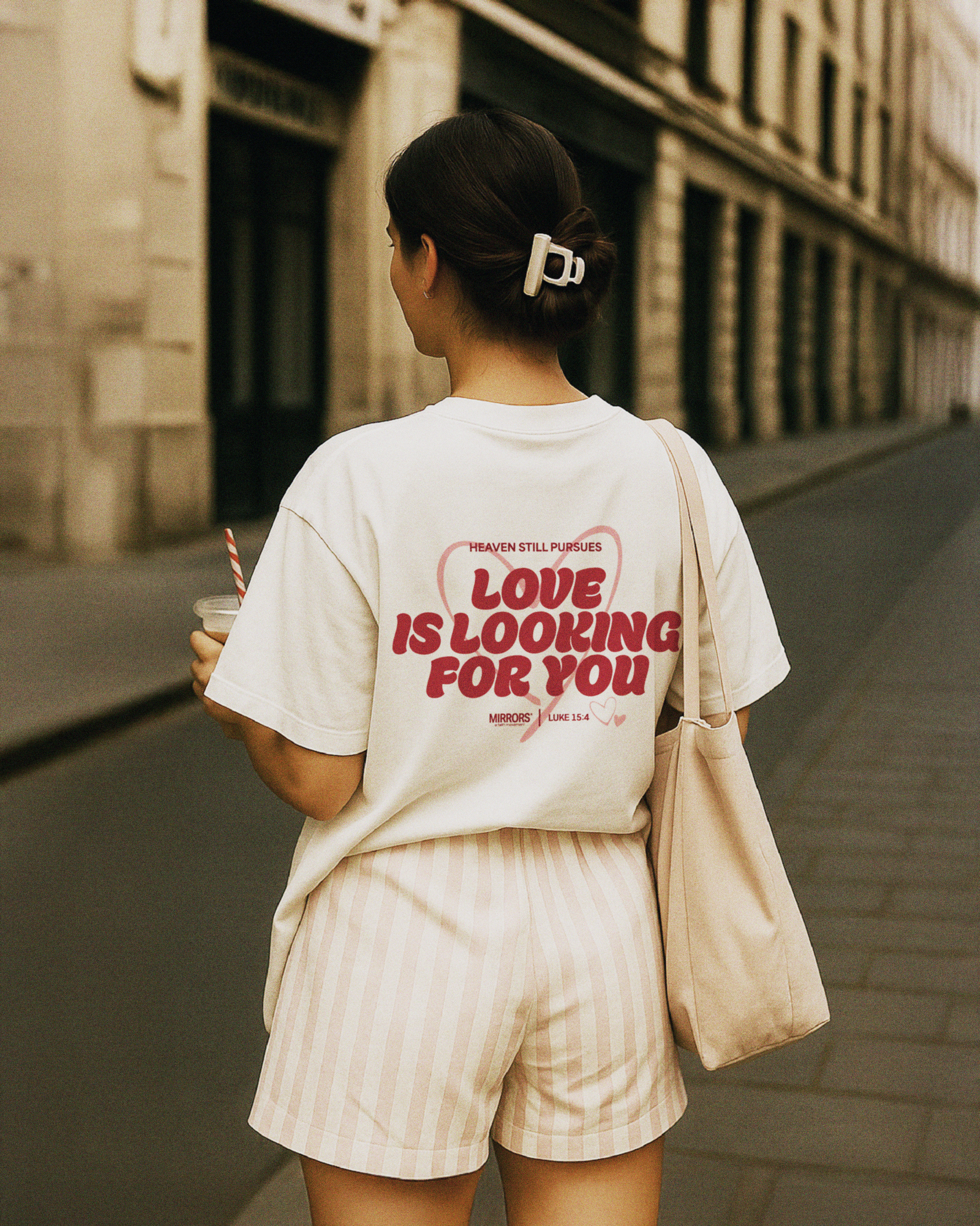 Love is Looking For You White Loose Fit Tee – Mirrors®