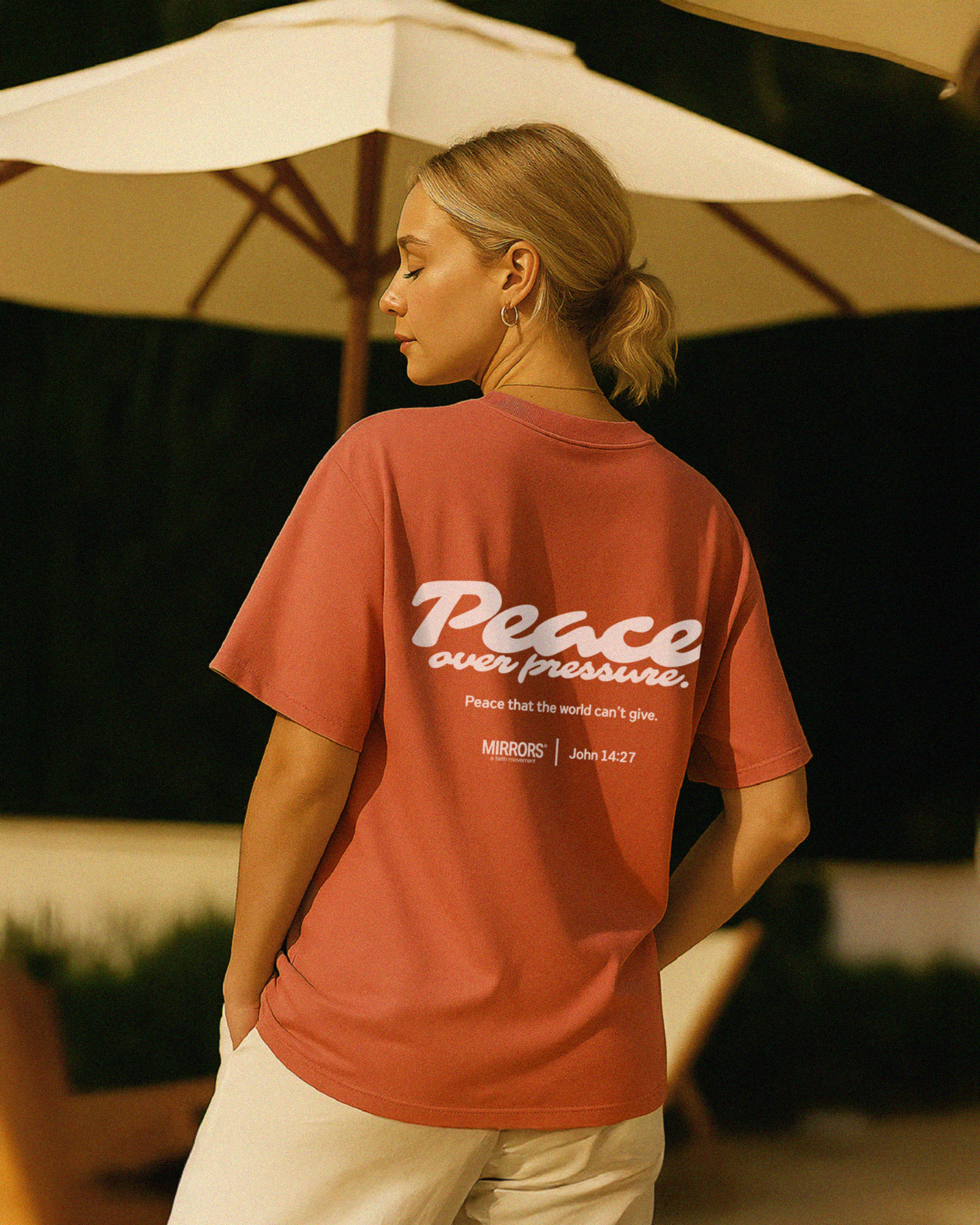 Peace Over Pressure Coral Pink Loose Tee – Mirrors®