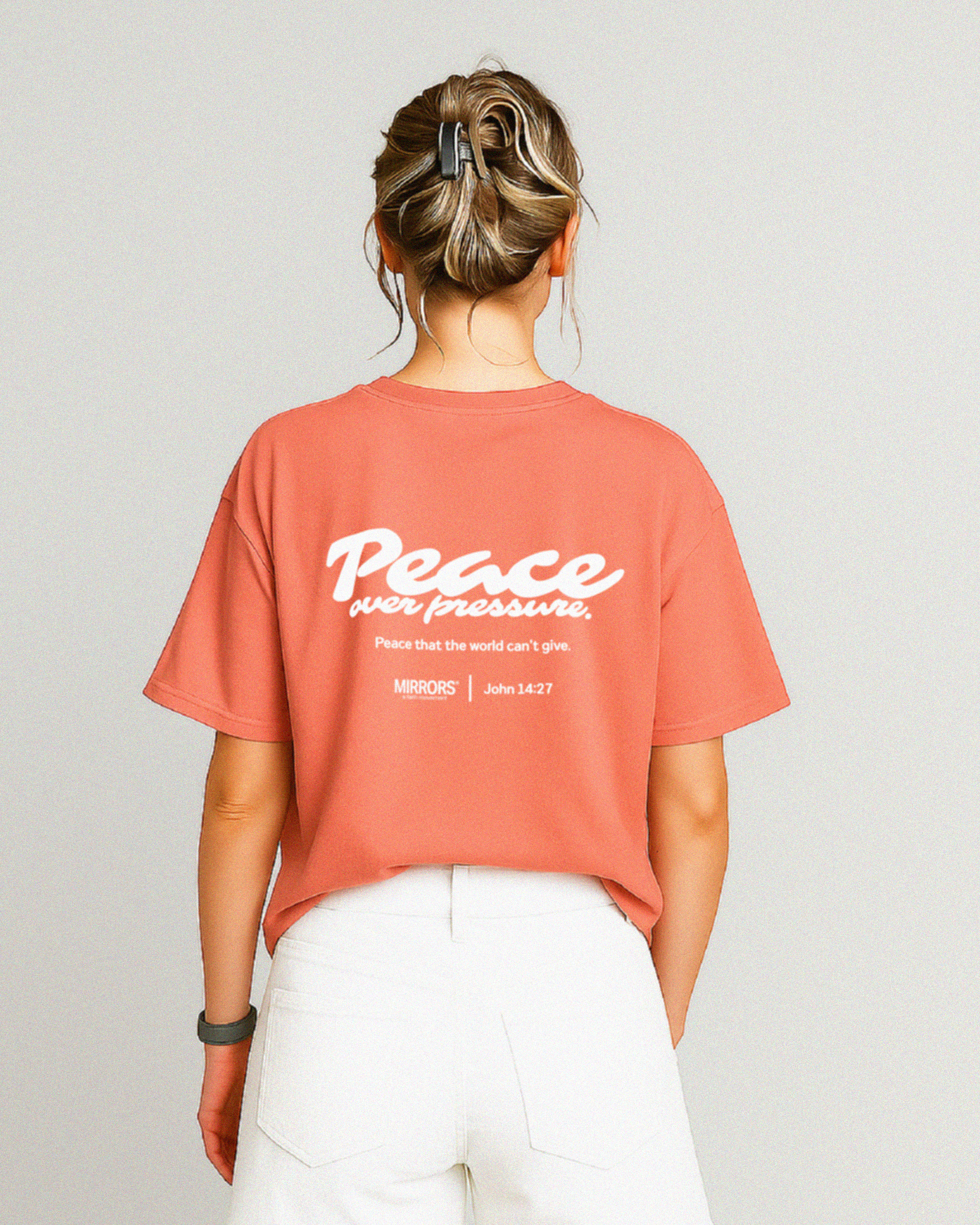 Peace Over Pressure Coral Pink Loose Tee – Mirrors®
