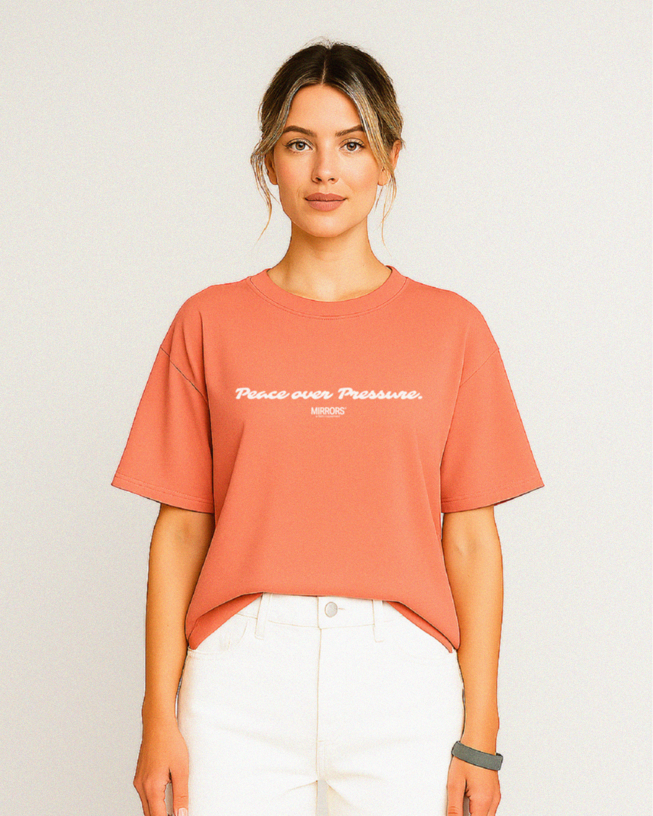Peace Over Pressure Coral Pink Loose Tee – Mirrors®